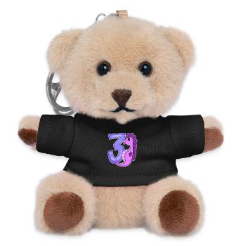 3. Geburtstag Motiv Seepferd - drei Jahre alt - Teddy Schlüsselanhänger - Schwarz - Vorne