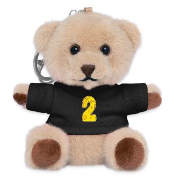 Zahl 2 - Zwei - Zweiter - Teddy Schlüsselanhänger - Schwarz - Vorne