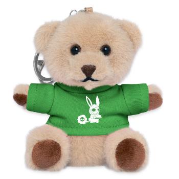 White rabbit farting - Teddy Keyring - green - Front