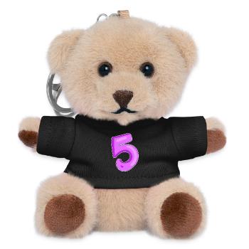 Zahl Nummer 5 - Teddy Schlüsselanhänger - Schwarz - Vorne
