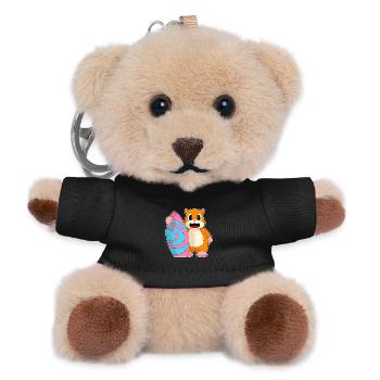 Hamster Surfing Surfboard Summer - Teddy Keyring - black - Front