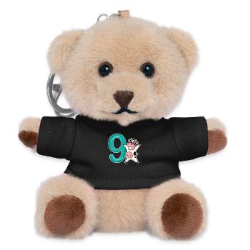 9th Birthday Motif Cow - 9 Years - Teddy Keyring - black - Front