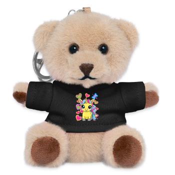 Einhorn Einhörner Pferd Pferde Kinder Kind - Teddy Schlüsselanhänger - Schwarz - Vorne