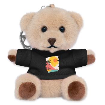 Sommer Palme Sonnenuntergang - Teddy Schlüsselanhänger - Schwarz - Vorne