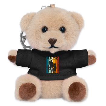 Papa & 4 Töchter Geschenk Design Vatertag - Teddy Schlüsselanhänger - Schwarz - Vorne
