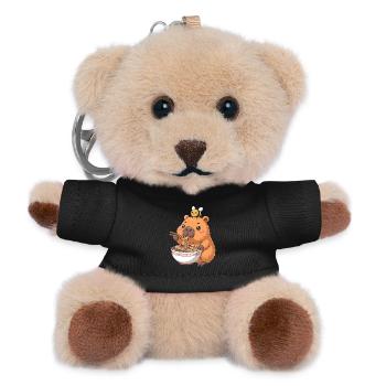 Capybara Ramen Mit Biene Kawaii - Teddy Schlüsselanhänger - Schwarz - Vorne