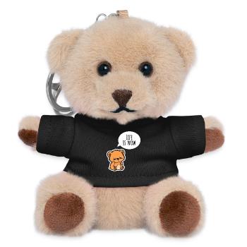 Der niedliche Bär: Das Leben ist jetzt! Genieße es - Teddy Schlüsselanhänger - Schwarz - Vorne