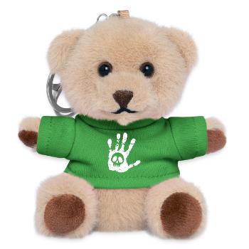Totenkopf und weißer Fußabdruck - Teddy Schlüsselanhänger - Grün - Vorne