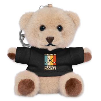 Hockey Eishockey Eishockeyspieler Geschenk - Teddy Schlüsselanhänger - Schwarz - Vorne