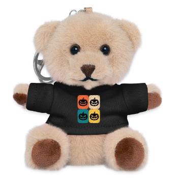 Retro Kürbis Halloween Pop Art Stil - Teddy Schlüsselanhänger - Schwarz - Vorne