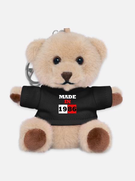 1986 Retro Anniversary Block - Teddy Keyring - black