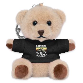 1986 vintage birthday retro gift - Teddy Keyring - black - Front