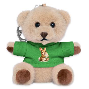 Häschen mit Osterei Illustration - Teddy Schlüsselanhänger - Grün - Vorne