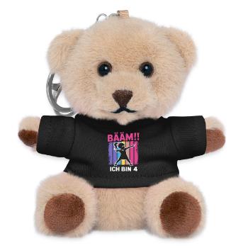 Bääm Ich bin 4 Dabbing Mädchen 4. Geburtstag - Teddy Schlüsselanhänger - Schwarz - Vorne