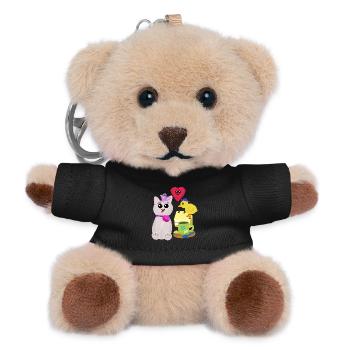 Katze Kuchen Küken Kinder Katzen Torte - Teddy Schlüsselanhänger - Schwarz - Vorne