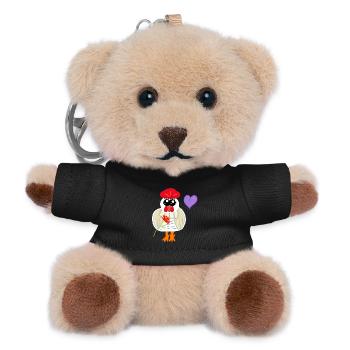 Chicken with Flower and Heart Birthday Kids - Teddy Keyring - black - Front