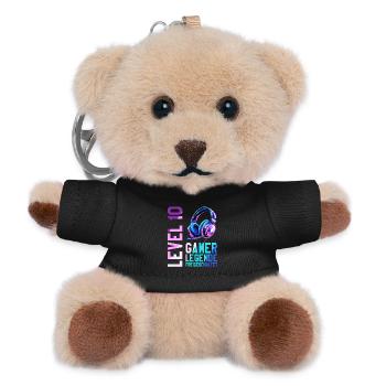 10. Geburtstag Junge Mädchen Gaming Level 10 Jahre - Teddy Schlüsselanhänger - Schwarz - Vorne