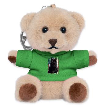 Grumpy Black Cat US Schwarze Katze - Teddy Keyring - green - Front