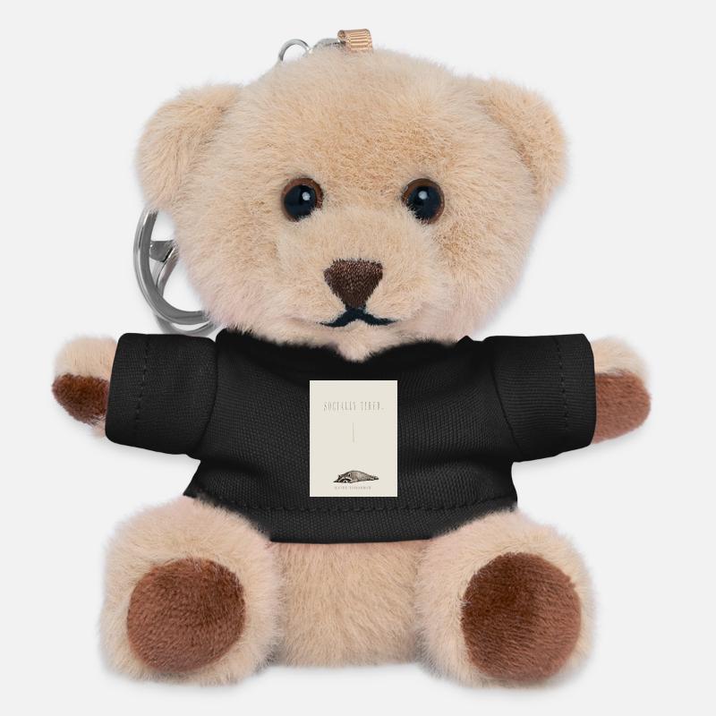 Socially Tired Raccoon Meme - Teddy Keyring - black