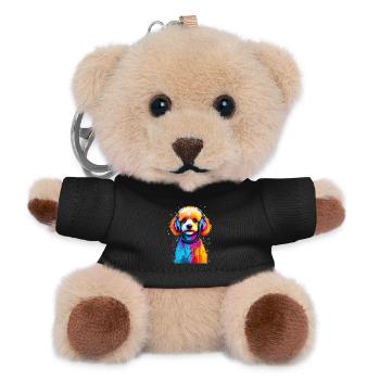 Chiot caniche avec un casque - Porte-clés ourson - noir - Devant