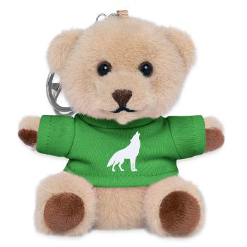 Wolf Silhouette Moonlight - Teddy Keyring - green - Front