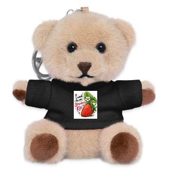 Baiser à la fraise - Porte-clés ourson - noir - Devant