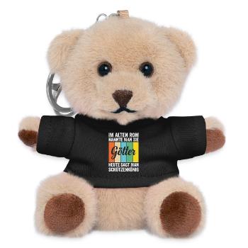 Götterkönig Zitat im Retro Streifen - Teddy Schlüsselanhänger - Schwarz - Vorne