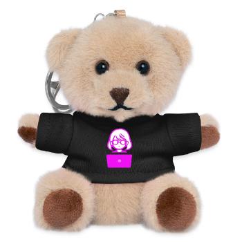 Femme avec un codeur de programmeur informatique - Porte-clés ourson - noir - Devant