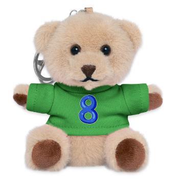 Number 8 Number Eight Motif Blue - Teddy Keyring - green - Front