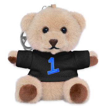 Number 1 blue - Teddy Keyring - black - Front
