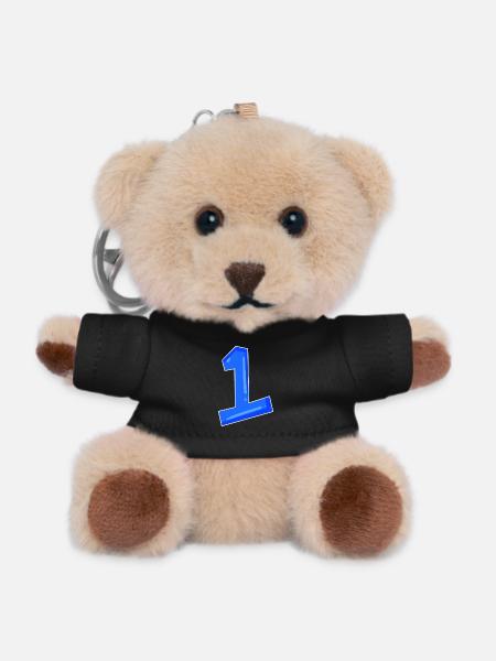 Number 1 blue - Teddy Keyring - black