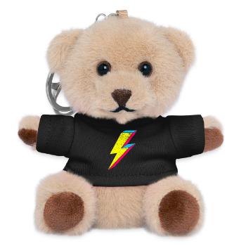 Neon Blitz Lightning Design 70s 80s - Teddy Schlüsselanhänger - Schwarz - Vorne