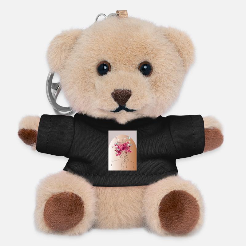 Flower head with butterfly crown - Teddy Keyring - black