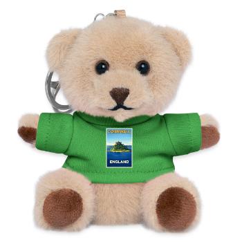 Cornwall England – Retro Travel Poster - Teddy Keyring - green - Front