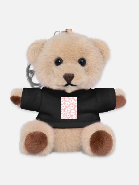 Rosa Gänseblümchen - Teddy Schlüsselanhänger - Schwarz