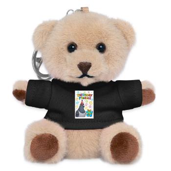 Birthday Dove with Gift - Teddy Keyring - black - Front