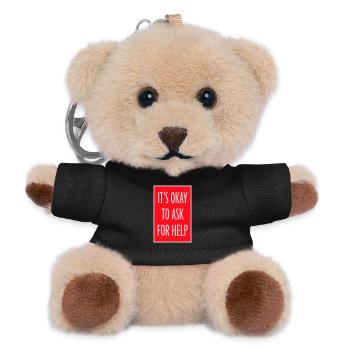 It's Okay To Ask For Help Help Questions Saying Logo - Teddy Keyring - black - Front