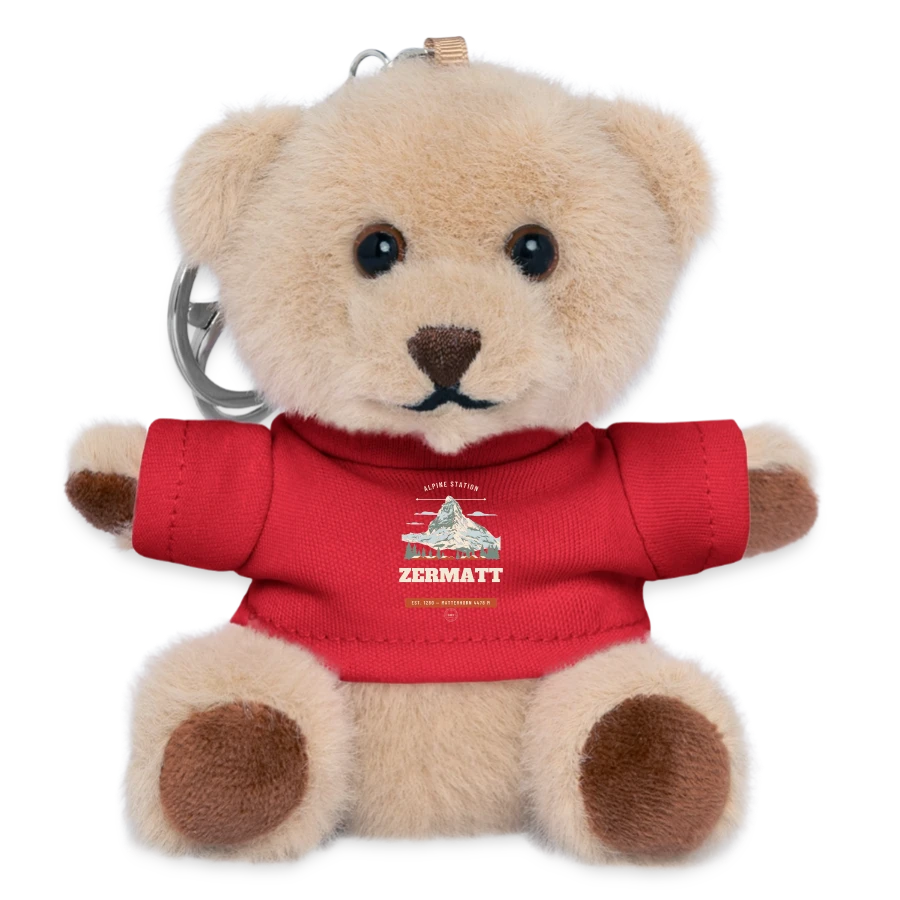 Zermatt badge on a teddy keyring, red