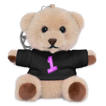zahl 1 Motiv - Teddy Schlüsselanhänger - Schwarz - Vorne