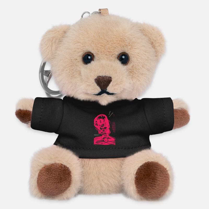 Romantischer Schädel - Teddy Schlüsselanhänger - Schwarz