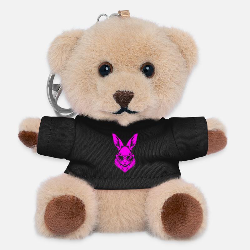 Lapin néon avec des lunettes de soleil - Porte-clés ourson - noir