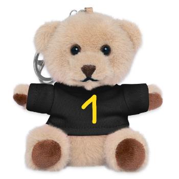 1 Nummer eins Zahl Geburtstag - Teddy Schlüsselanhänger - Schwarz - Vorne
