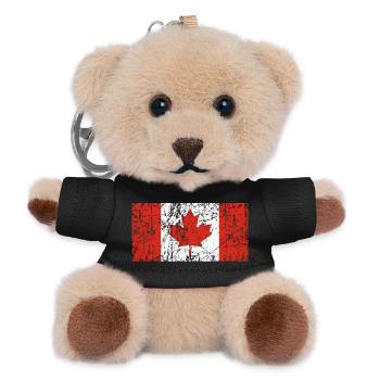 Canada flag vintage effect - Teddy Keyring - black - Front