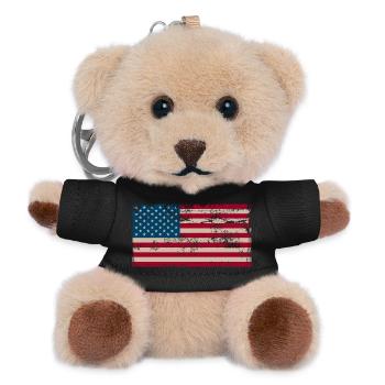 Distressed American Flag Vintage - Teddy Keyring - black - Front