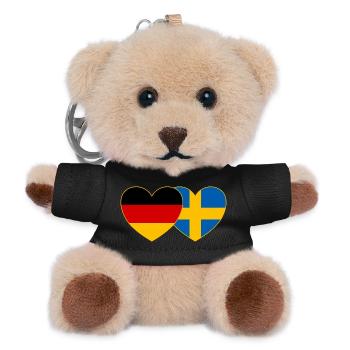 Deutschland Schweden Flagge Herz - Teddy Schlüsselanhänger - Schwarz - Vorne