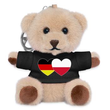 Deutschland Polen Flagge Herz - Teddy Schlüsselanhänger - Schwarz - Vorne