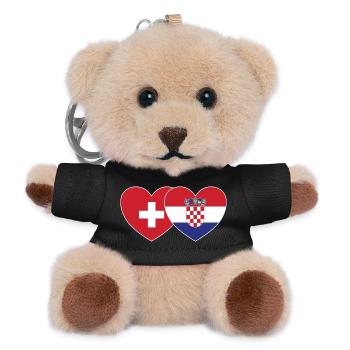 Switzerland Croatia Flag Heart - Teddy Keyring - black - Front