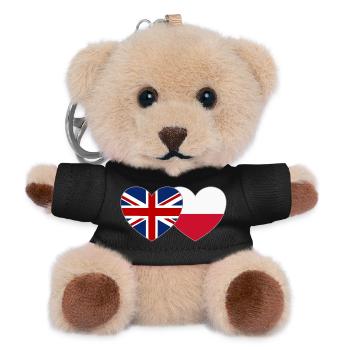Großbritannien Polen Flagge Herz - Teddy Schlüsselanhänger - Schwarz - Vorne