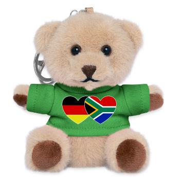 Germany South Africa Flag Heart - Teddy Keyring - green - Front