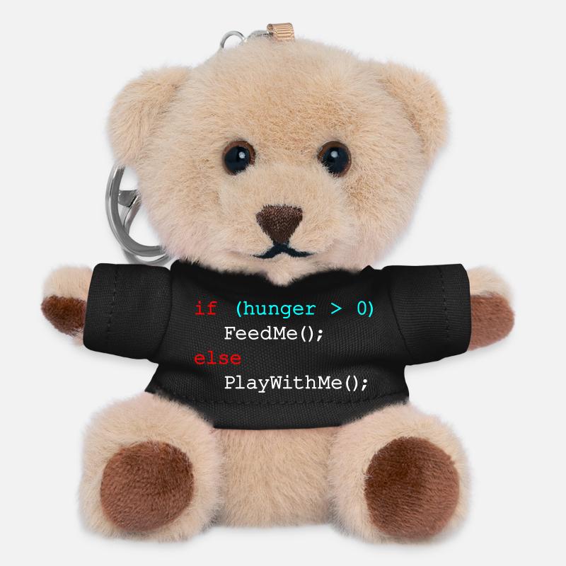 If hunger feed me else play with me - JavaScript - Teddy Keyring - black